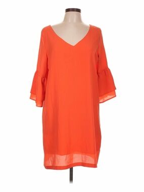 Bright Orange V-Neck Bell Sleeve Shift Dress Size XXL